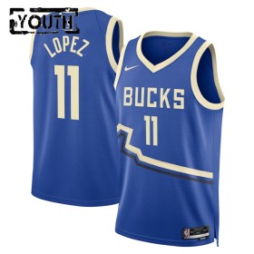 Canotte Bambino Milwaukee Bucks Brook Lopez Nike 2024-25 City Edition Blu Swingman